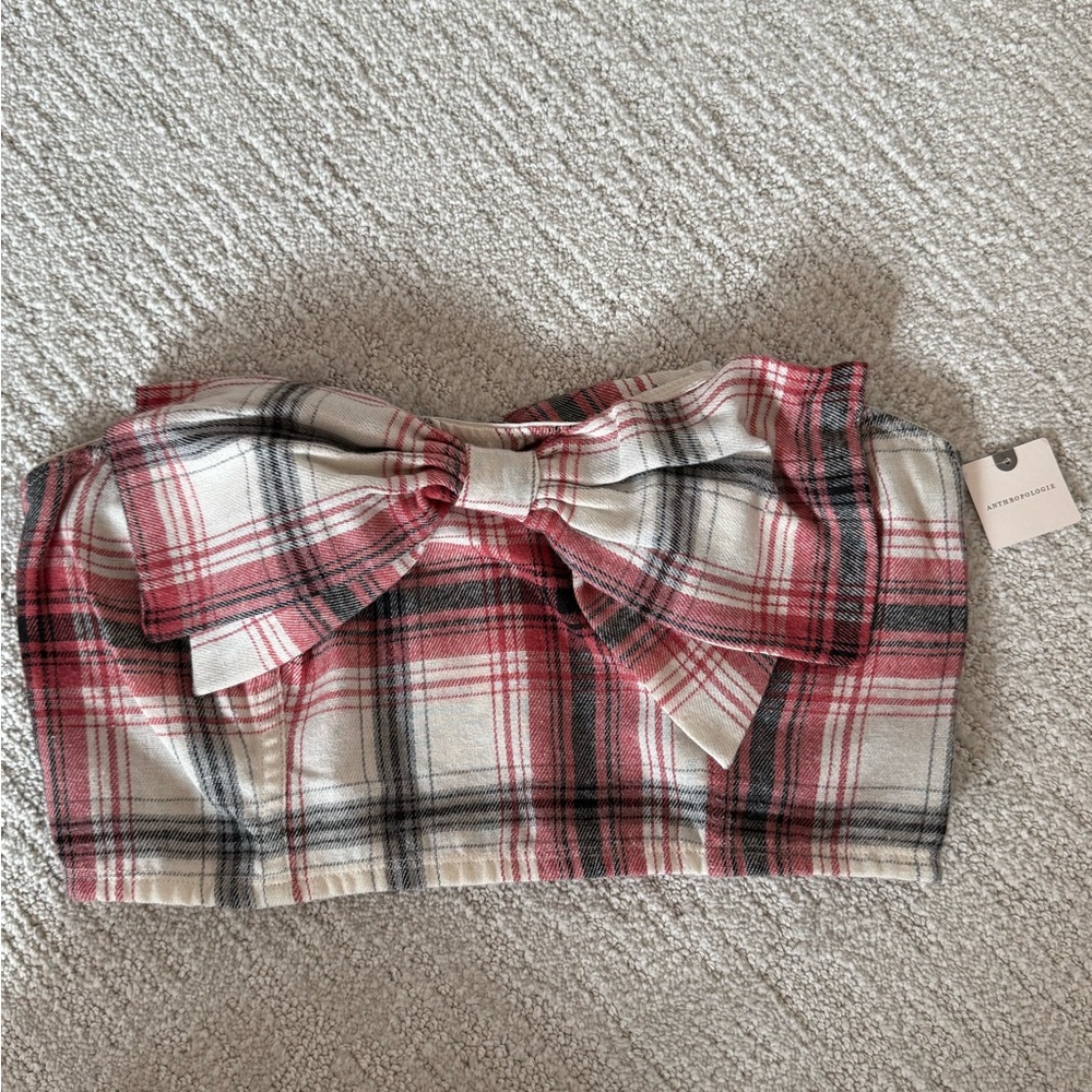 Plaid Bow Tube Top